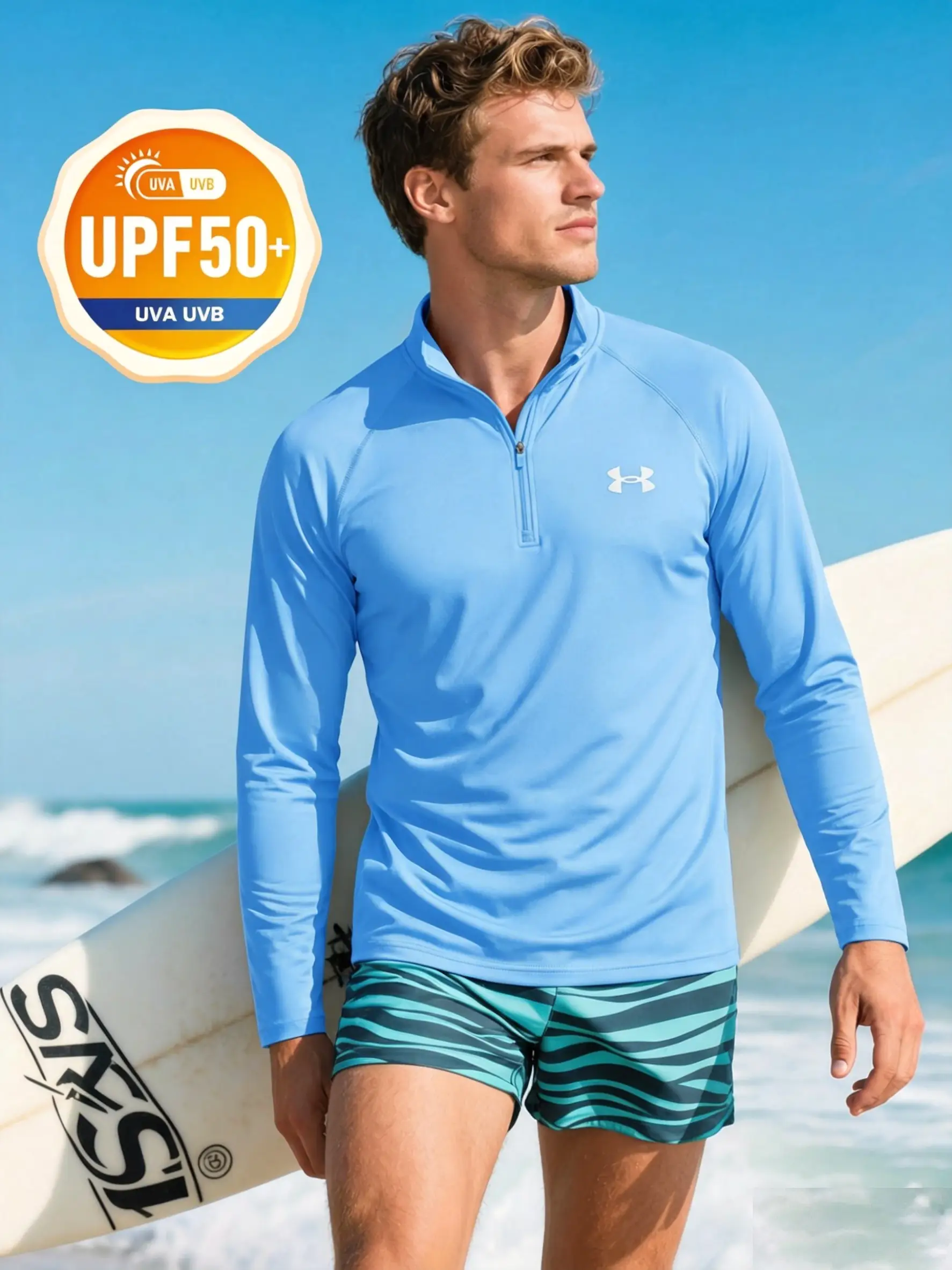 UPF 50+ Half Zip Sun Protection Long Sleeve Shirt