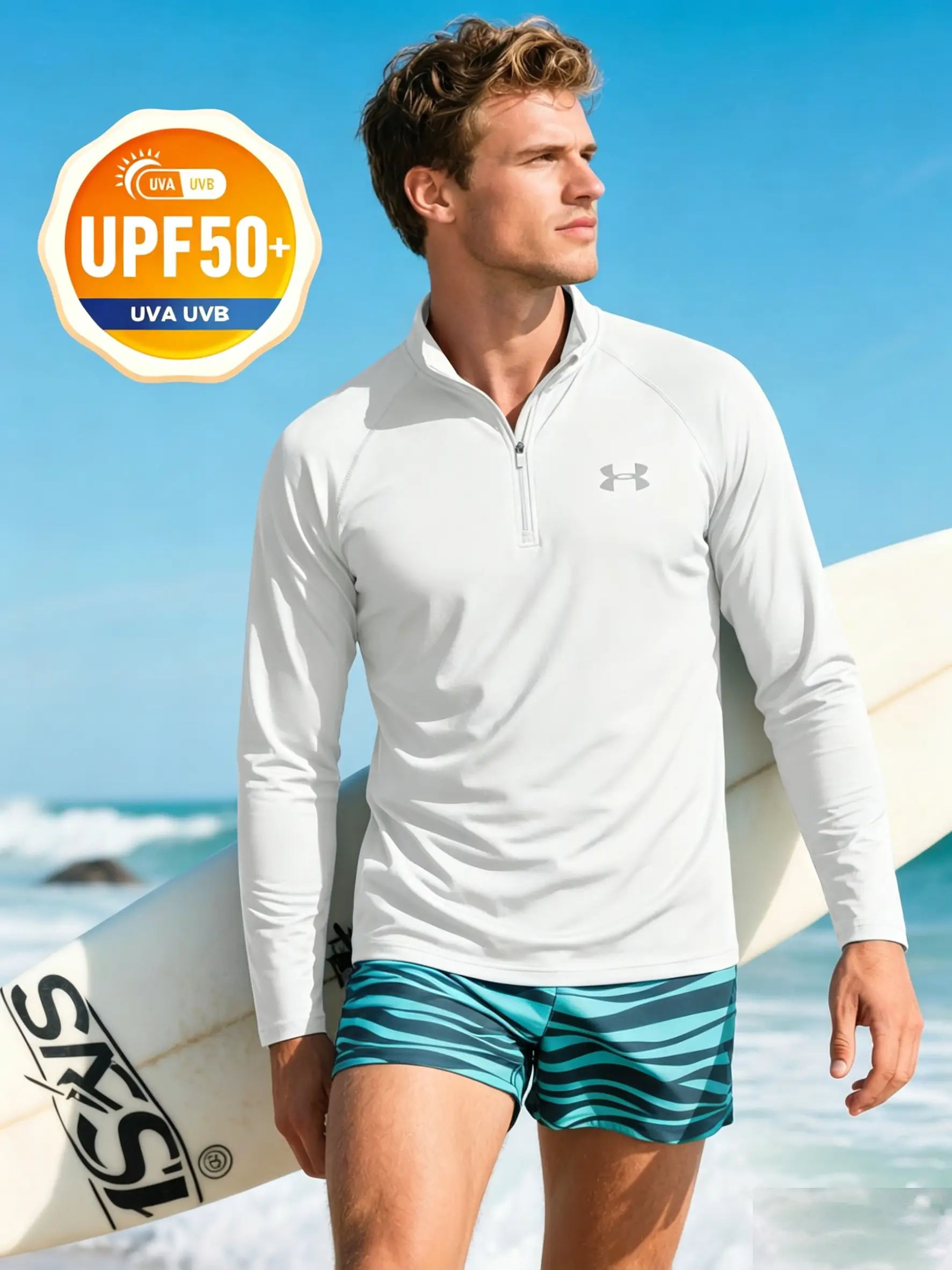 UPF 50+ Half Zip Sun Protection Long Sleeve Shirt