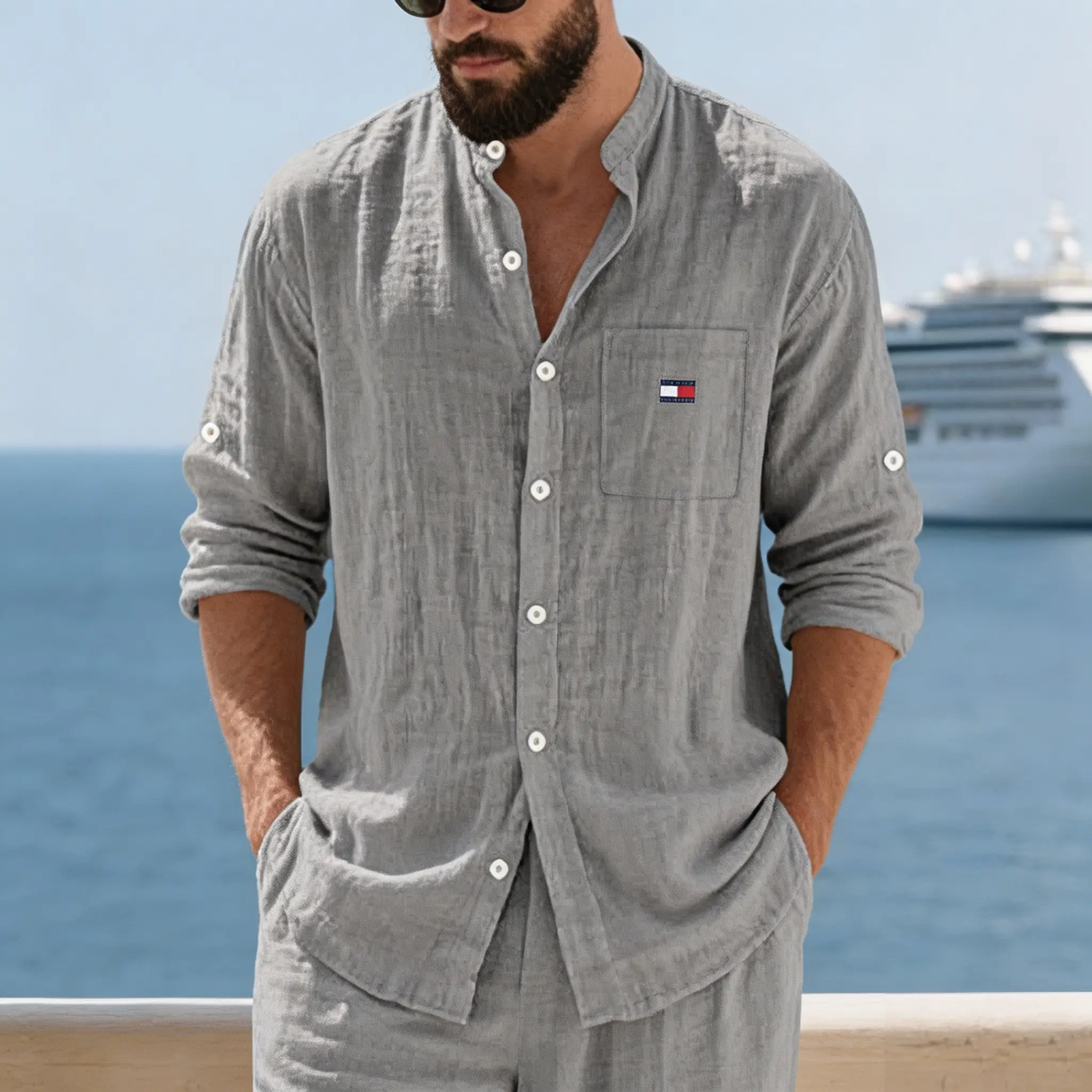 Men's Comfortable Cotton-linen 2‑Piece Set