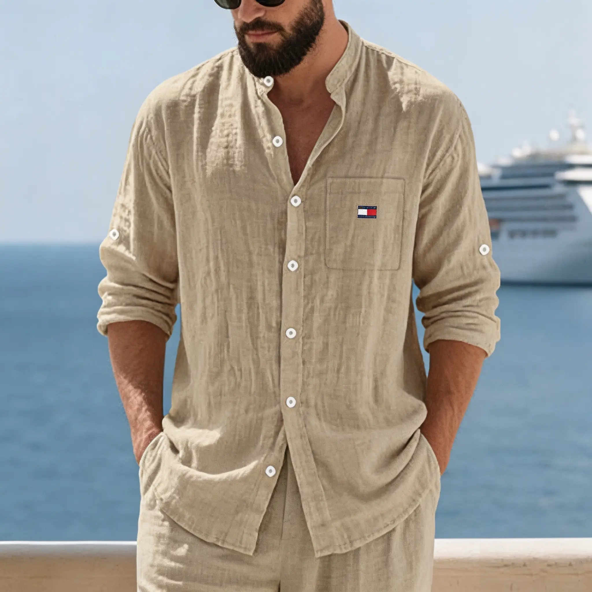 Men's Comfortable Cotton-linen 2‑Piece Set