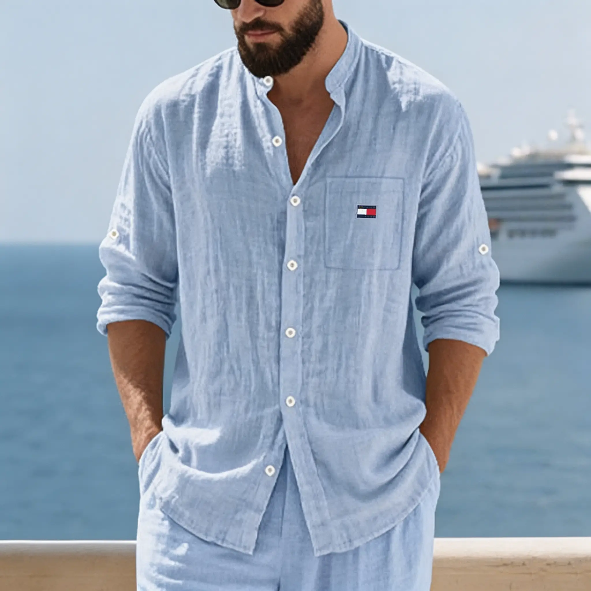 Men's Comfortable Cotton-linen 2‑Piece Set