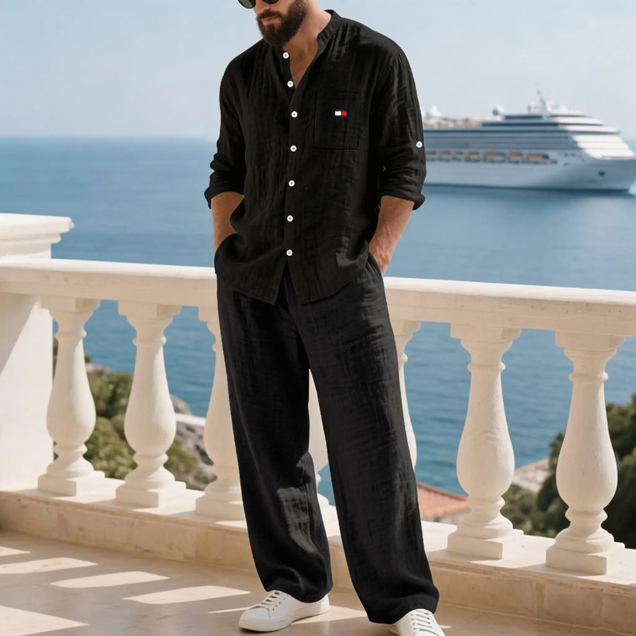 Men's Comfortable Cotton-linen 2‑Piece Set