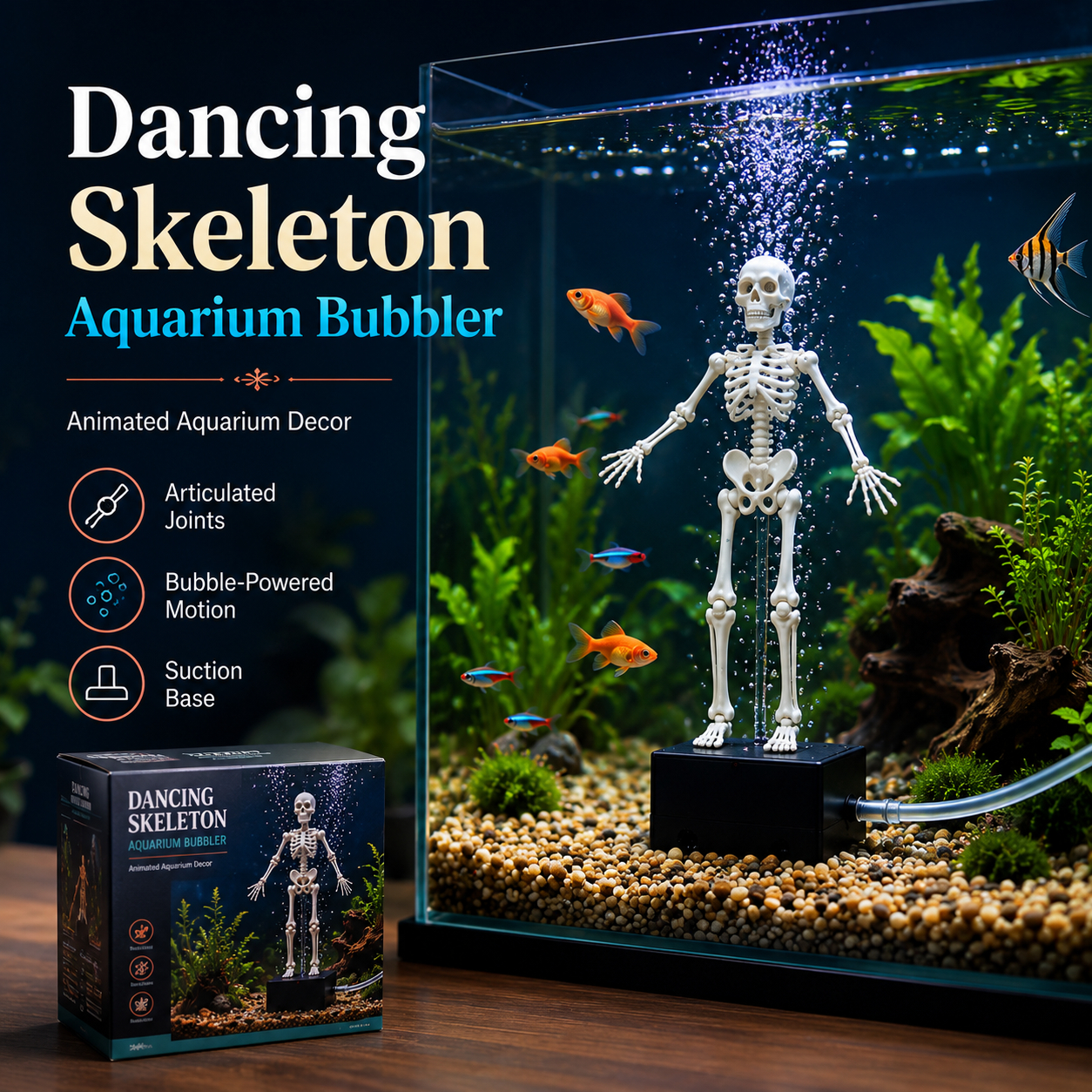 Dancing Skeleton Aquarium Bubbler