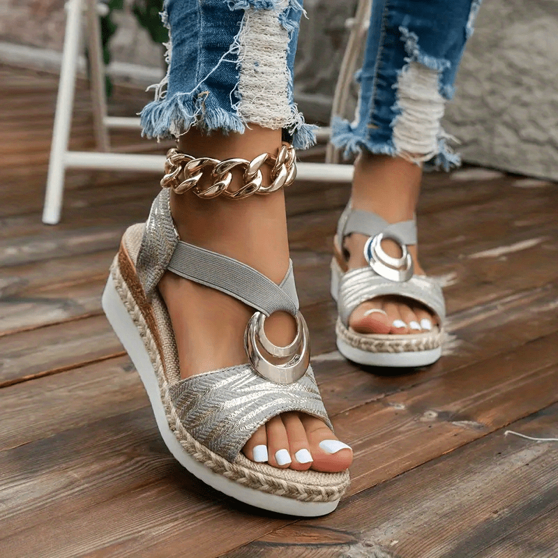 Women's Solid Color Wedge Sandals