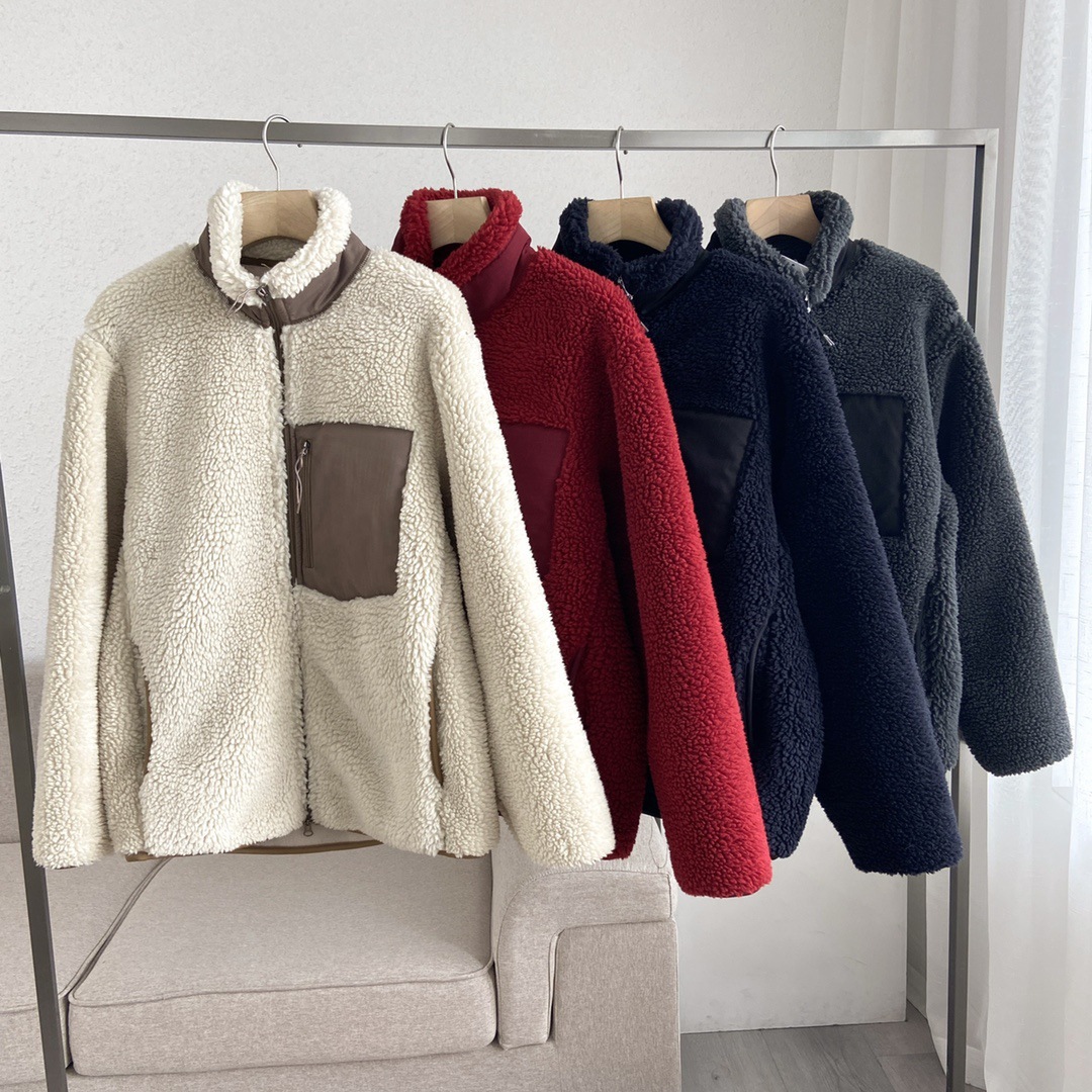 Women's short cardigan plush jacket lamb wool coat