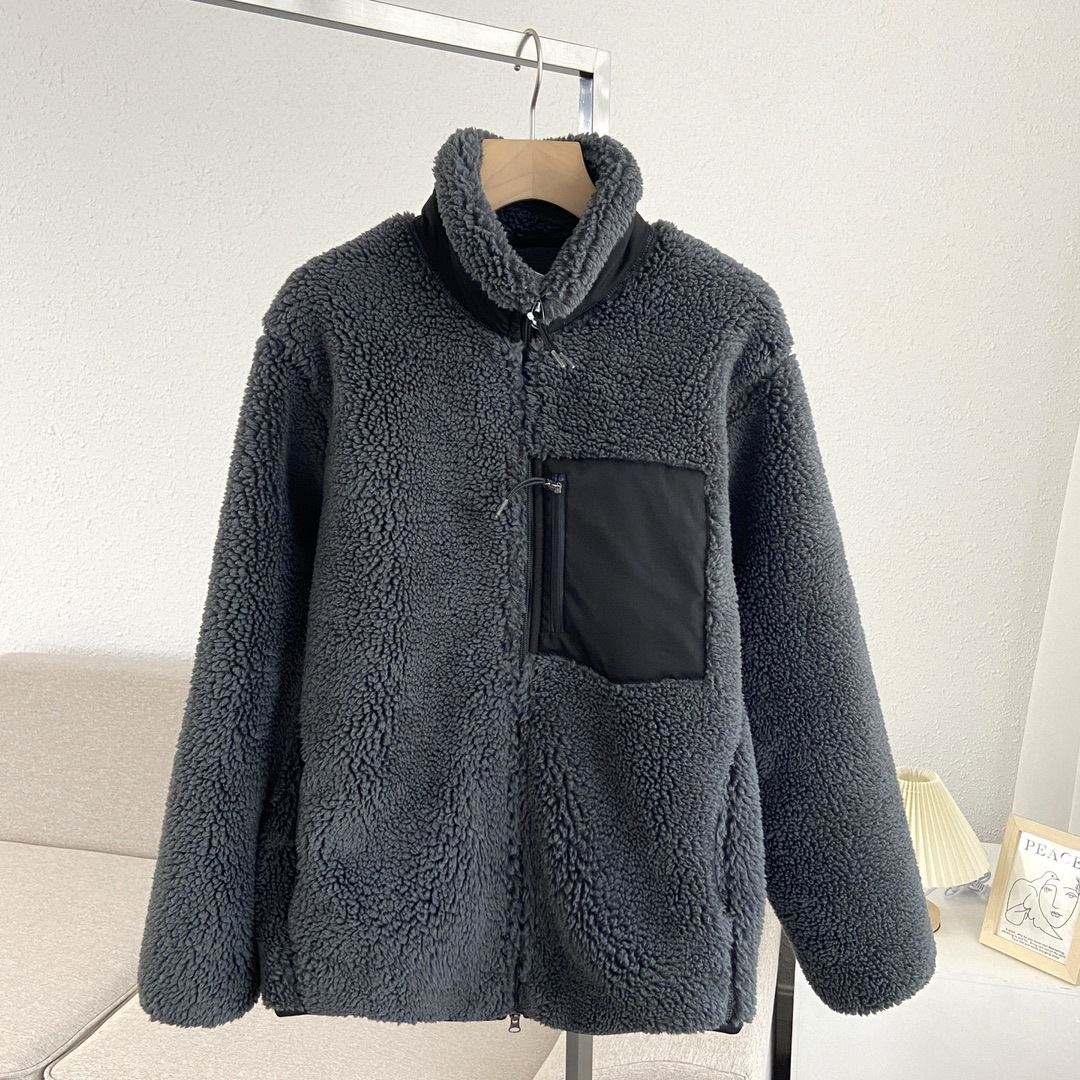 Women's short cardigan plush jacket lamb wool coat
