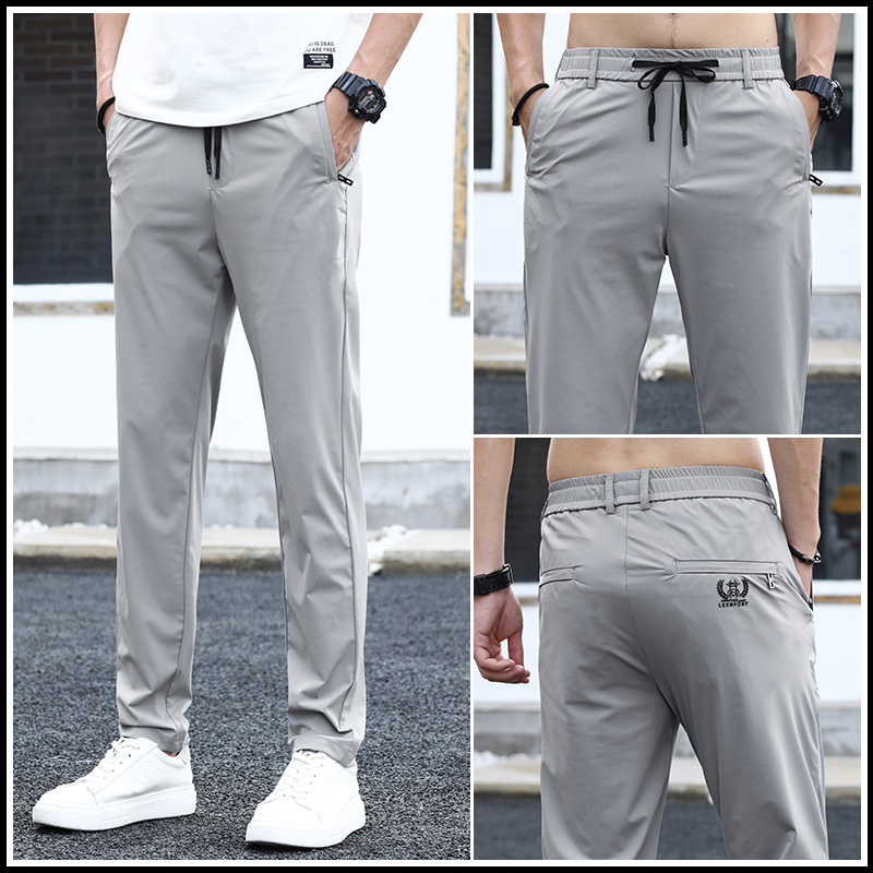 Spring ice silk comfortable and breathable sports men's casual trousers