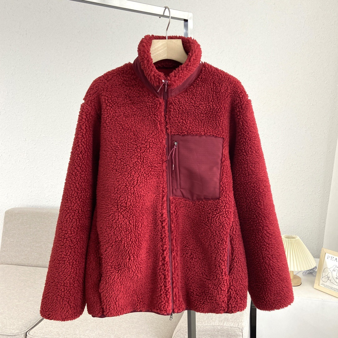 Women's short cardigan plush jacket lamb wool coat