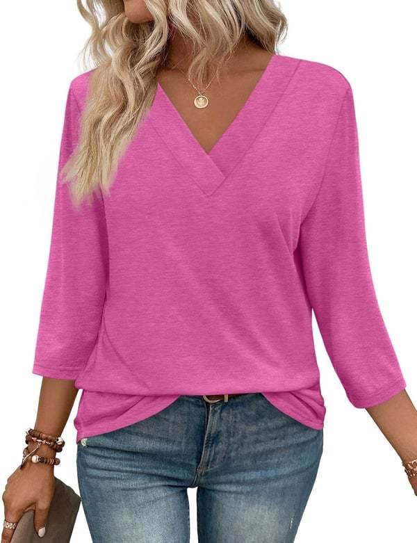 🔥 Women's Cotton V Neck Loose Fit Tops