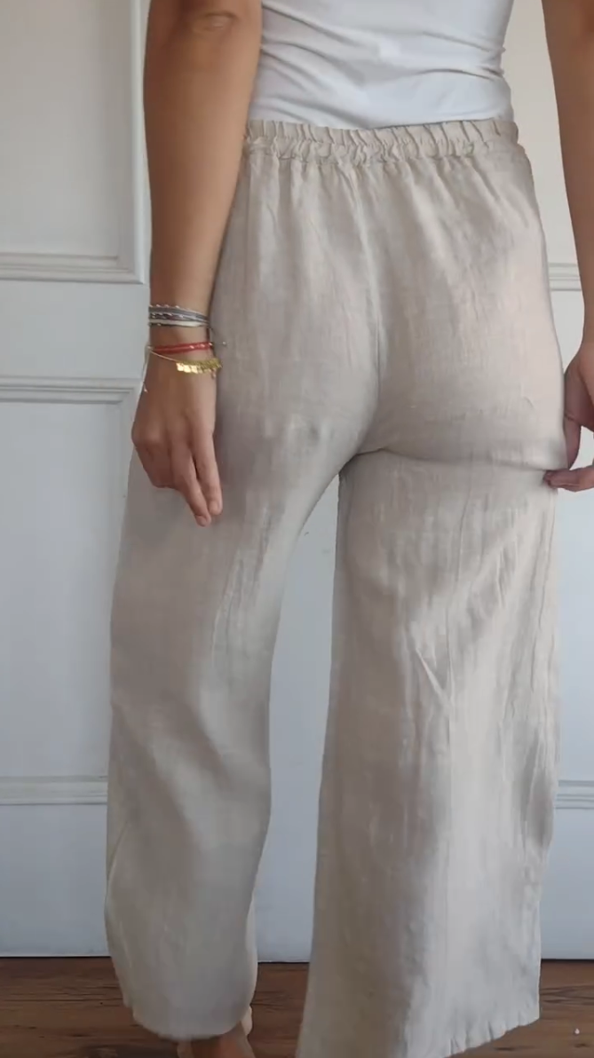 2024 WOMEN'S COTTON LINEN WIDE LEG PANTS