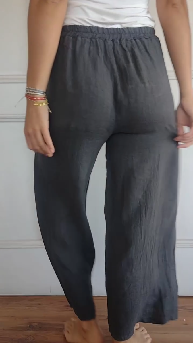 2024 WOMEN'S COTTON LINEN WIDE LEG PANTS