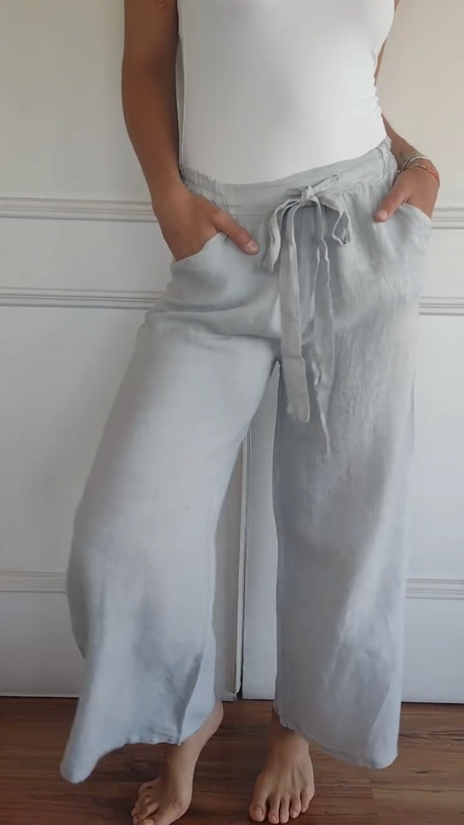 2024 WOMEN'S COTTON LINEN WIDE LEG PANTS