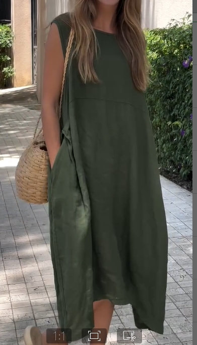 Comfortable, breathable, loose and casual linen dress for summer 2024