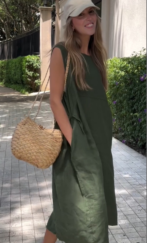 Comfortable, breathable, loose and casual linen dress for summer 2024