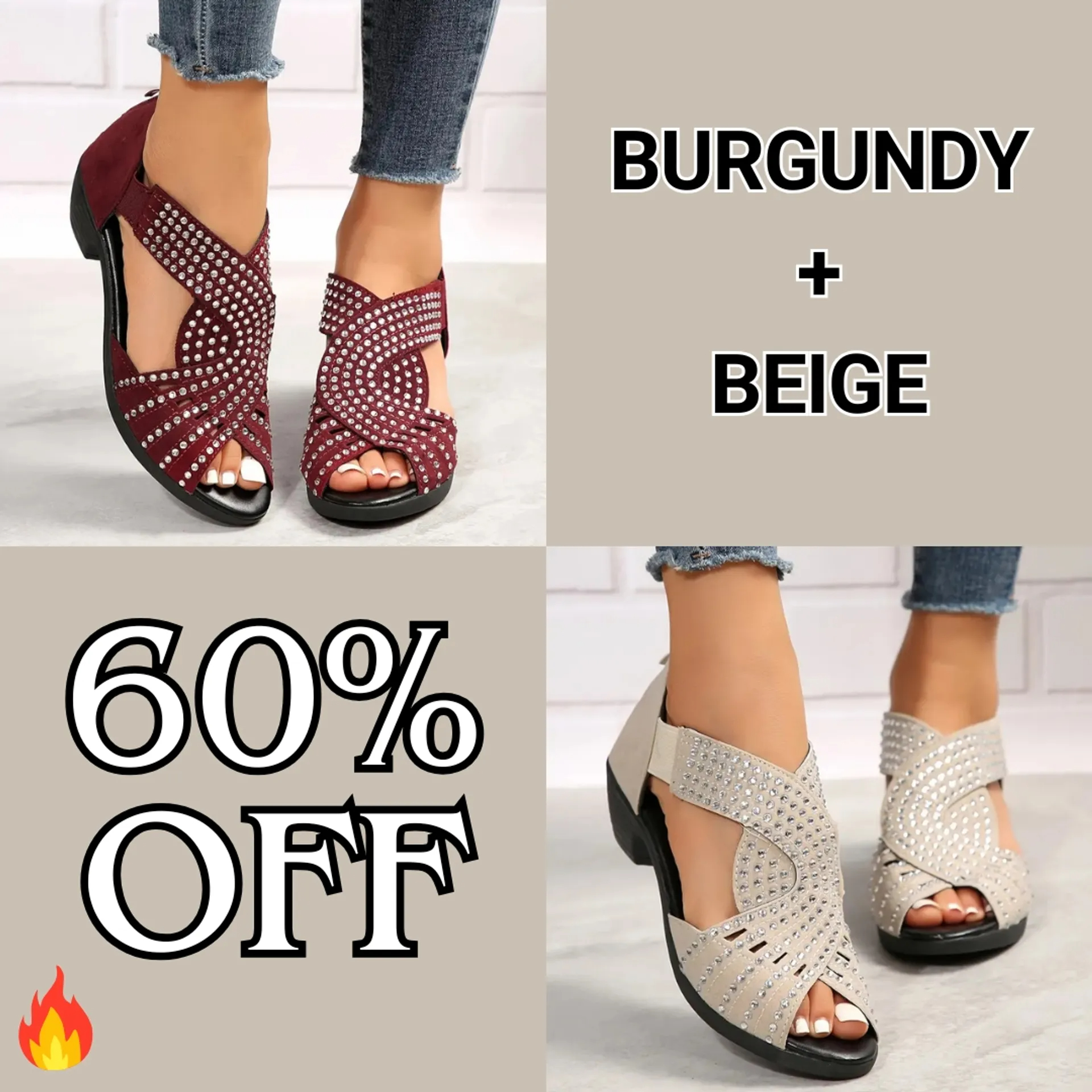 🔥Last Day Promotion 49% OFF🔥GlowStep™ Orthopedic Low Heel Cut-Out Sandals