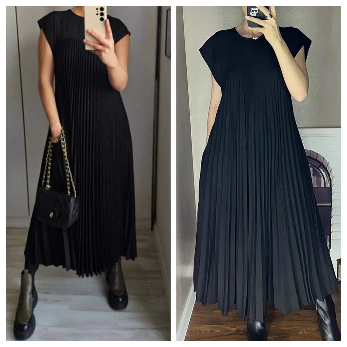 🔥Hot Sale🔥Women Pleated Simple Solid Color Dress👗