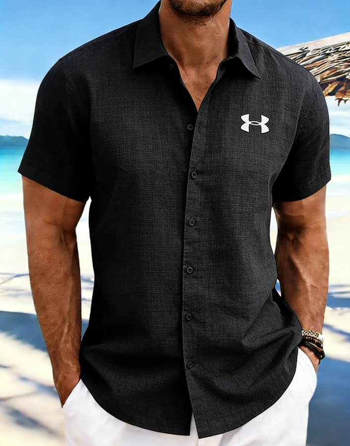 UA Men's Luxury Linen Shirt Breathable & Comfortable Casual Short Sleeve