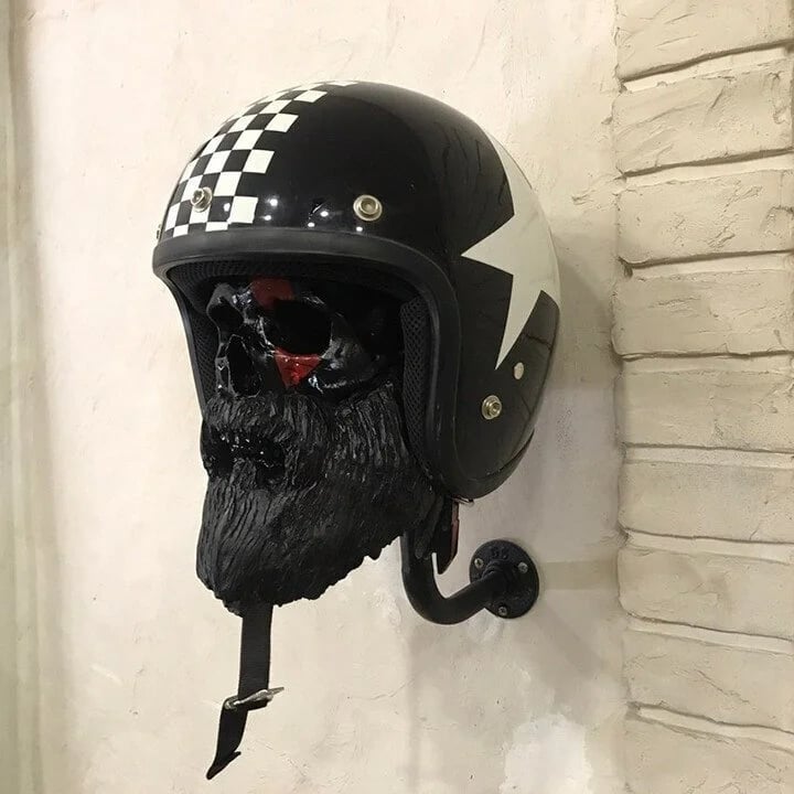 🔥Last Day 49% OFF-Motorcycle Skull Helmet Holder with Beard(🎁The most special gift for riders)