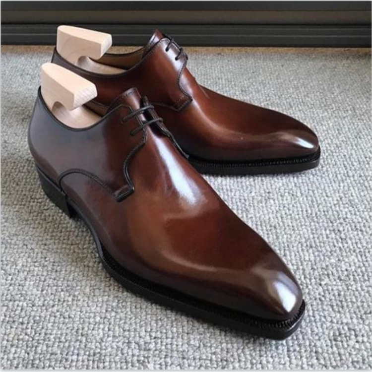 Classic Men's Brown Derby Shoes-Zittor