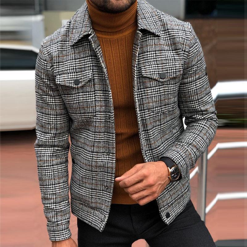 2022 Slim Casual Fashion Autumn Plaid Men's Jacket Top-Zittor
