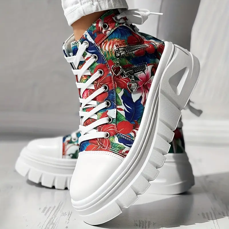 Women s Solid Color Denim Sneakers Lace Platform Soft Sole details 5