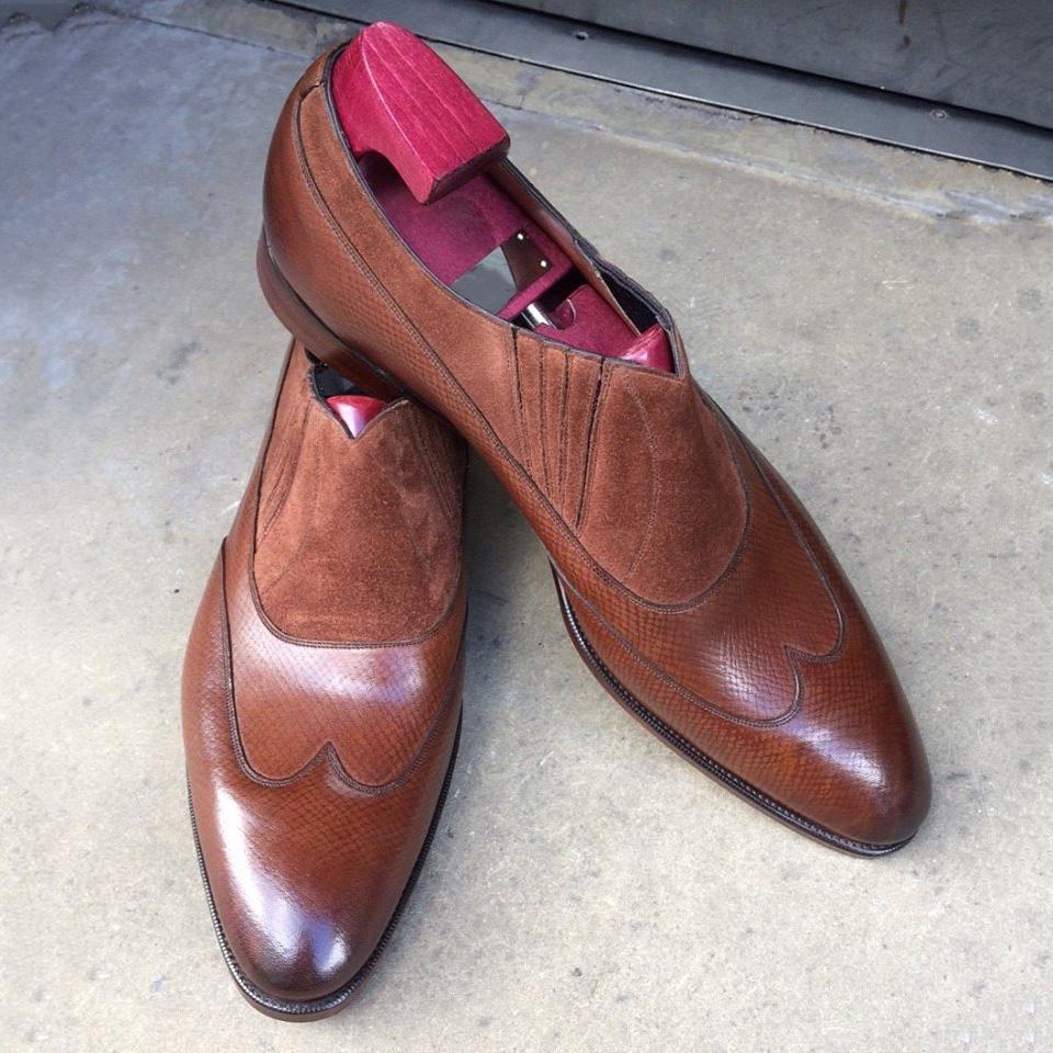 Suede Stitching Men Dress Shoes-Zittor