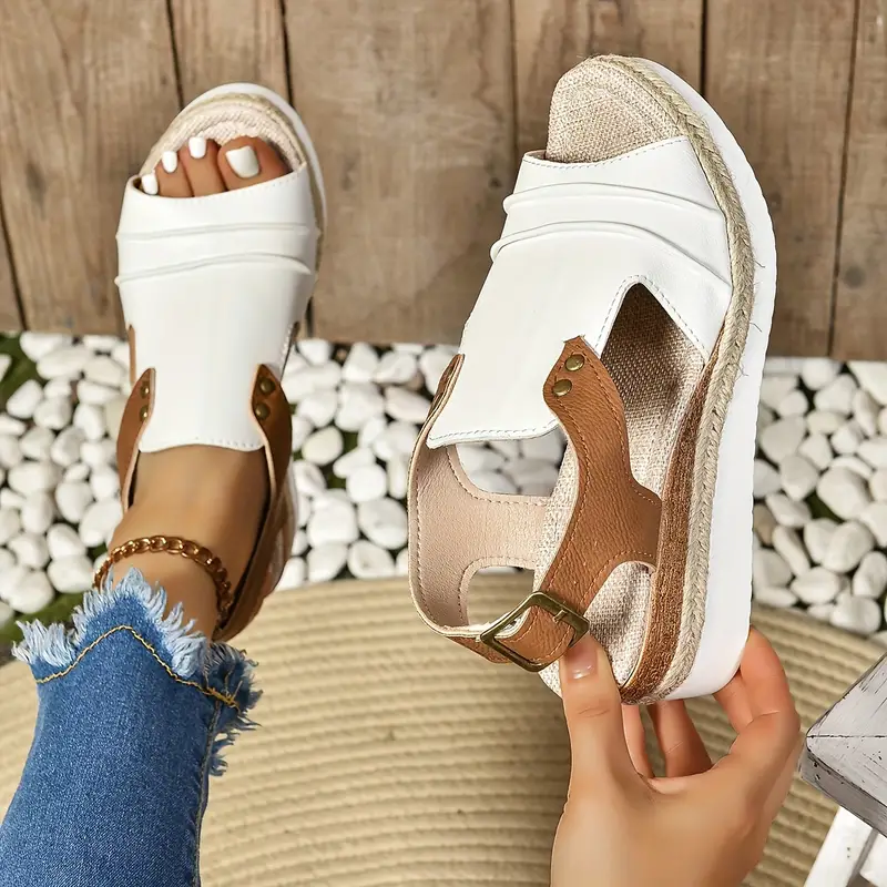 colorblock casual sandals women s ankle buckle strap comfy details 7