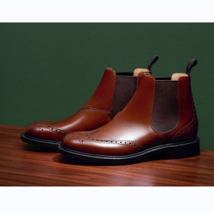 Brogue engraved dress boots-Zittor