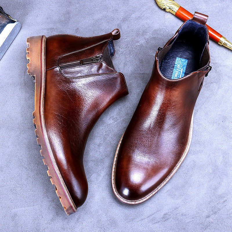 2022 Men's Leather Business Casual Trendy Dress Boots-Zittor