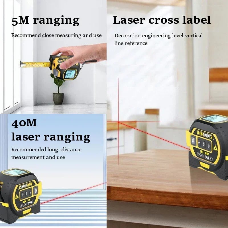 3-In-1 Infrared Laser Tape Measuring (Imperial & Metric)