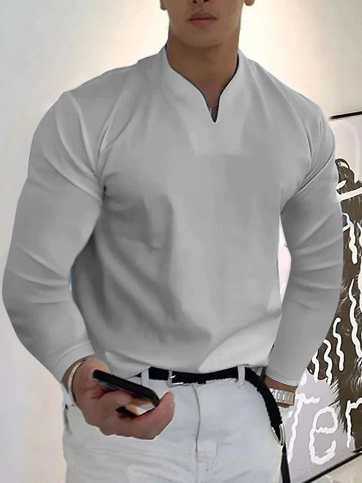 2024 Men Gentlemans business Long Sleeve Fitness T Shirt