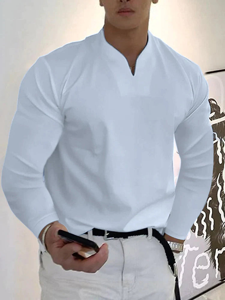2024 Men Gentlemans business Long Sleeve Fitness T Shirt