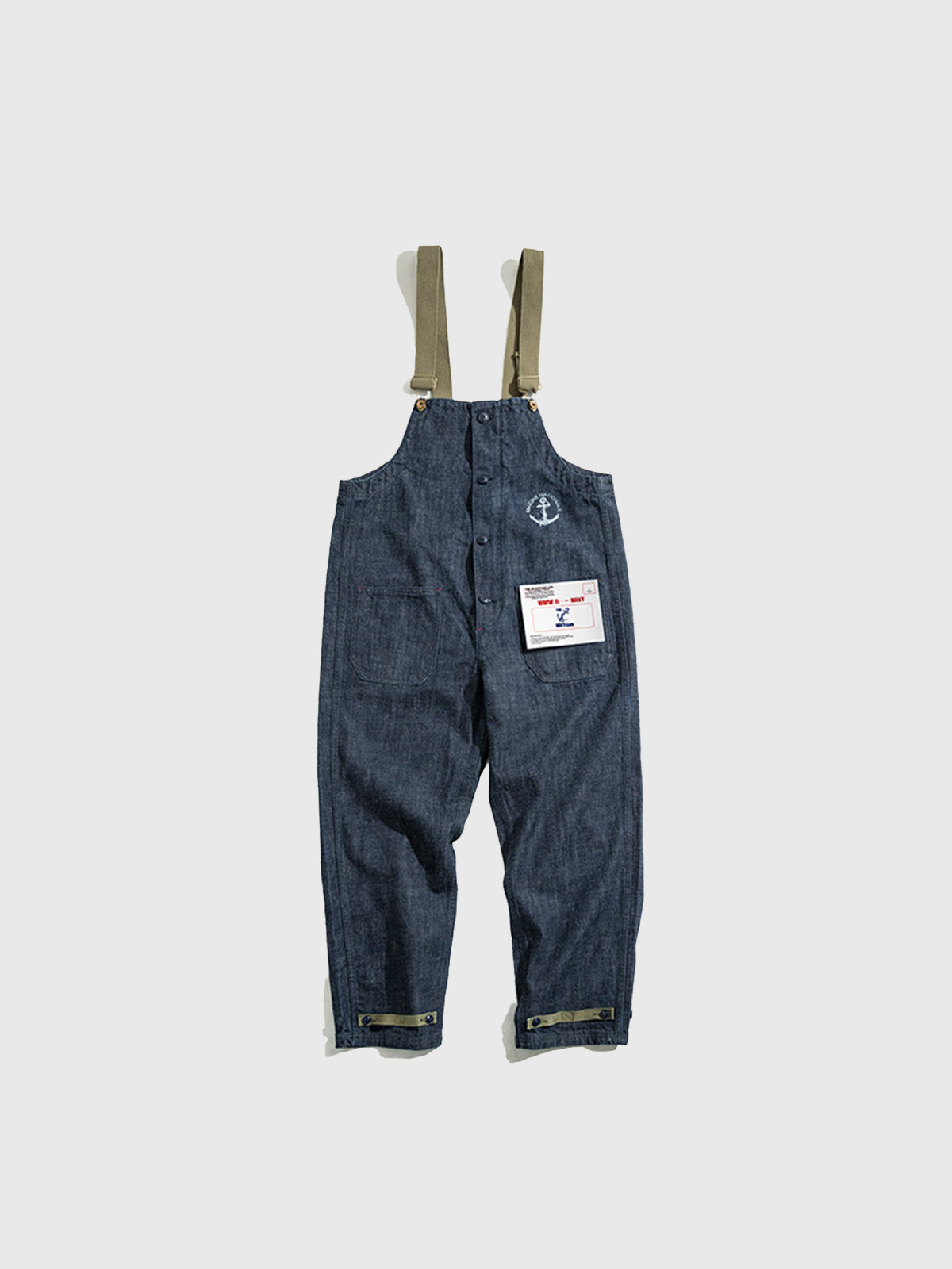 M's Washed Straight Buttoned Denim Overalls-Zittor