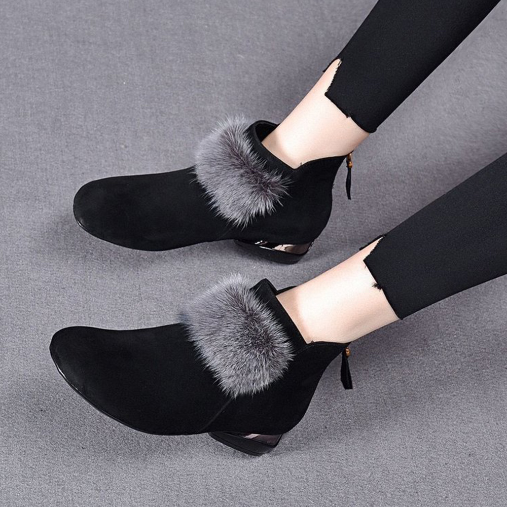 Shobous Women's Elegant Non-Slip Winter Warm Ankle Boots