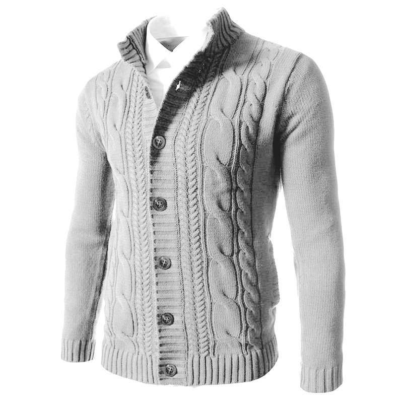 Men's stand-up collar knitted cardigan sweater tops