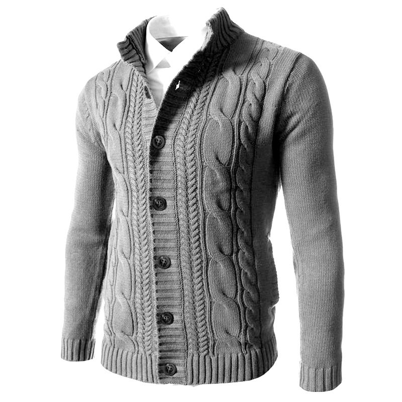 Cross-border autumn and winter sweaters 2023 Amazon men's stand-up collar knitted cardigan sweater tops men's European station sweater
