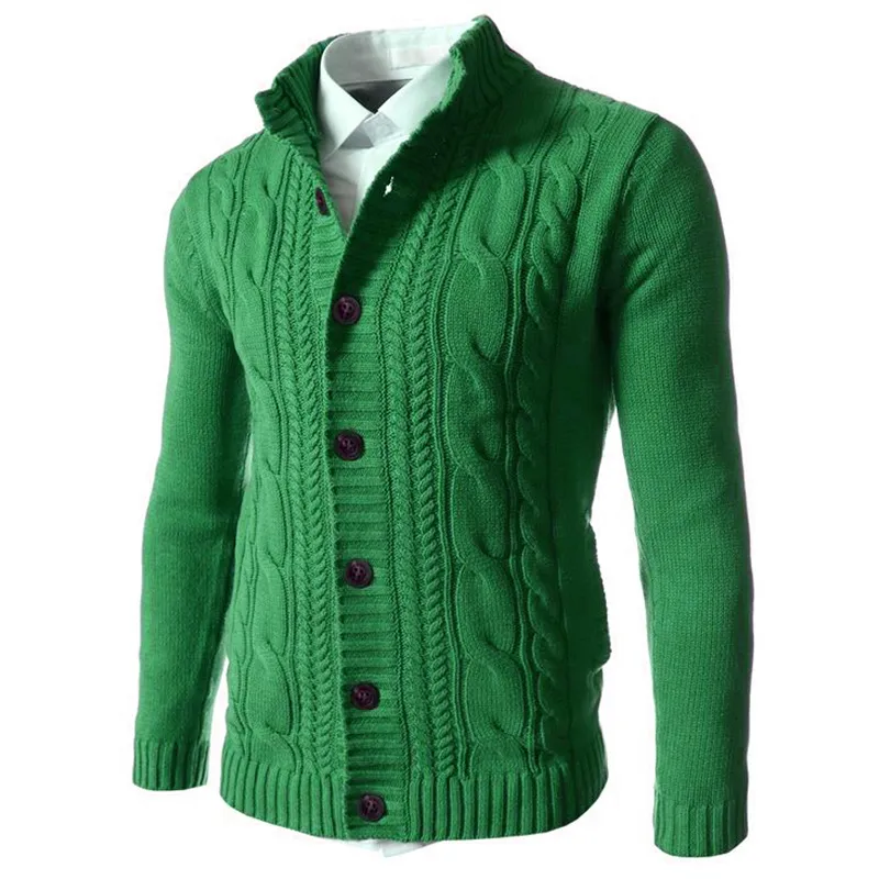 Men's stand-up collar knitted cardigan sweater tops