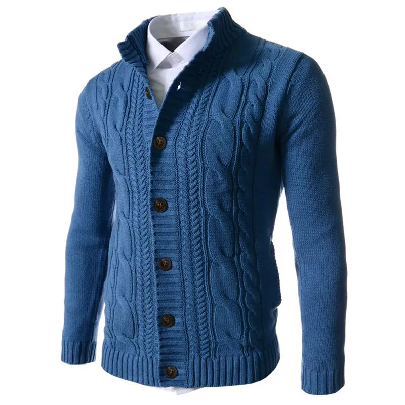 Men's stand-up collar knitted cardigan sweater tops