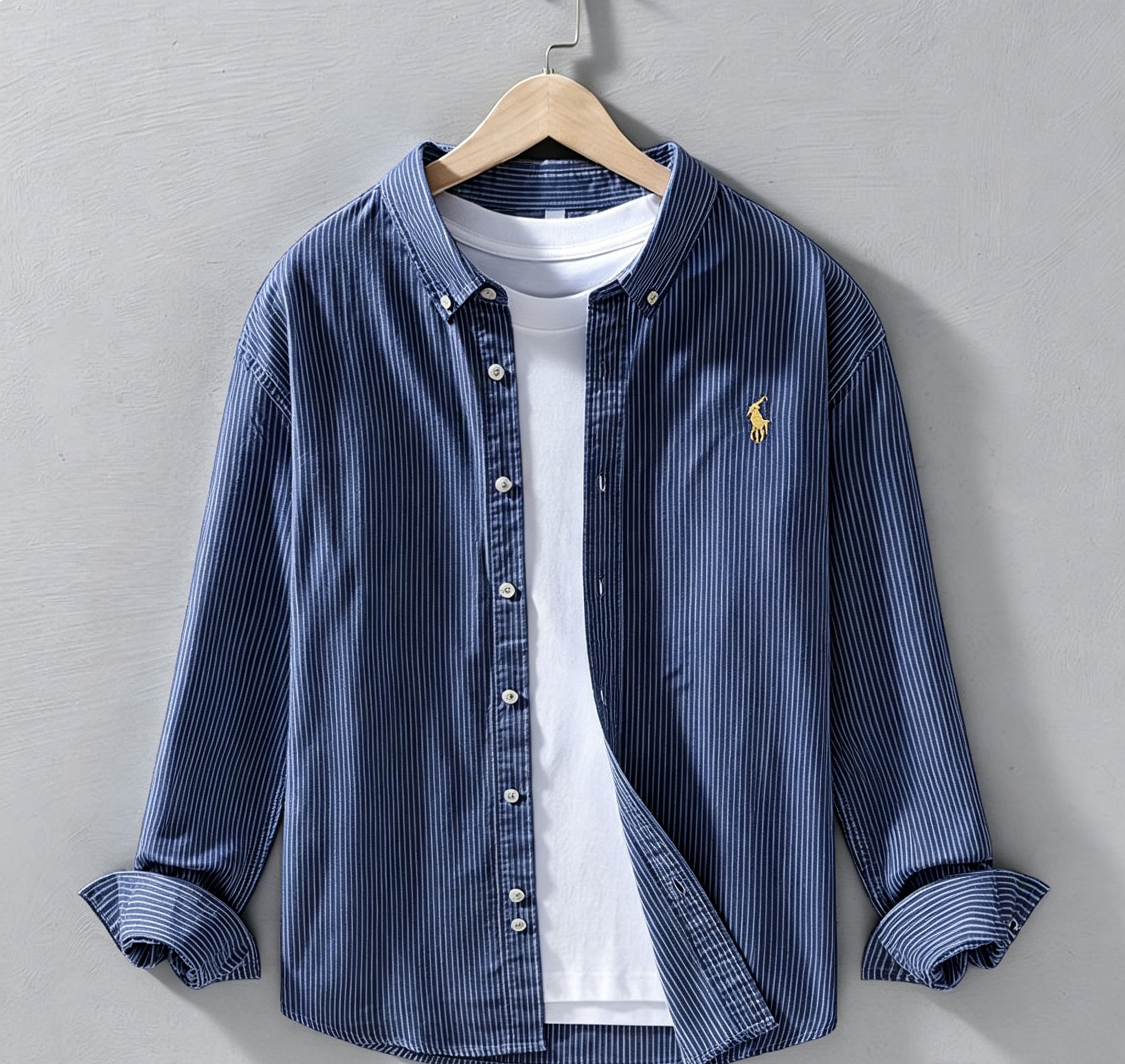 Men's Classic Striped Oxford Long Sleeve Shirt