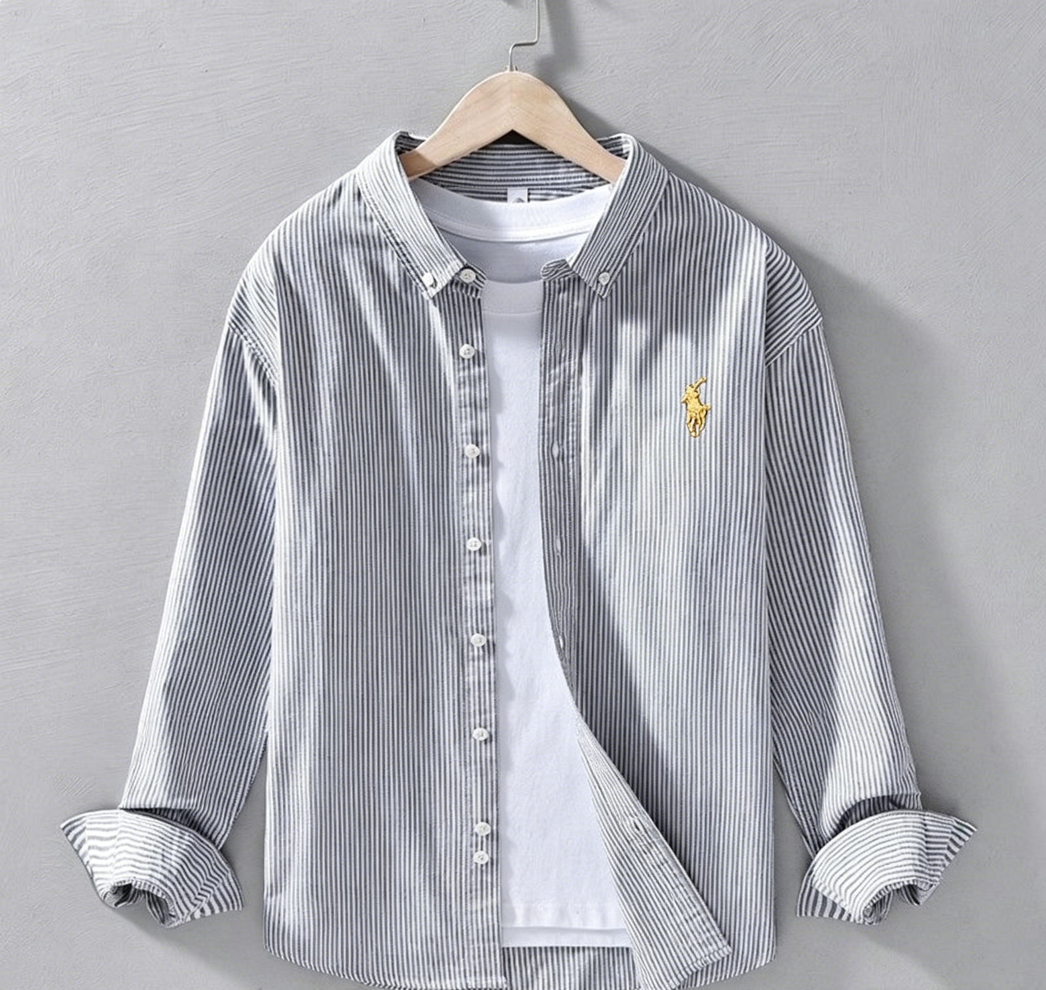 Men's Classic Striped Oxford Long Sleeve Shirt