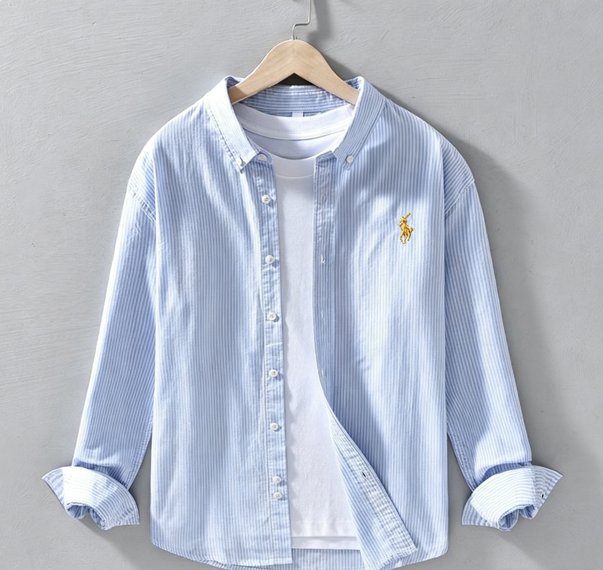 Men's Classic Striped Oxford Long Sleeve Shirt