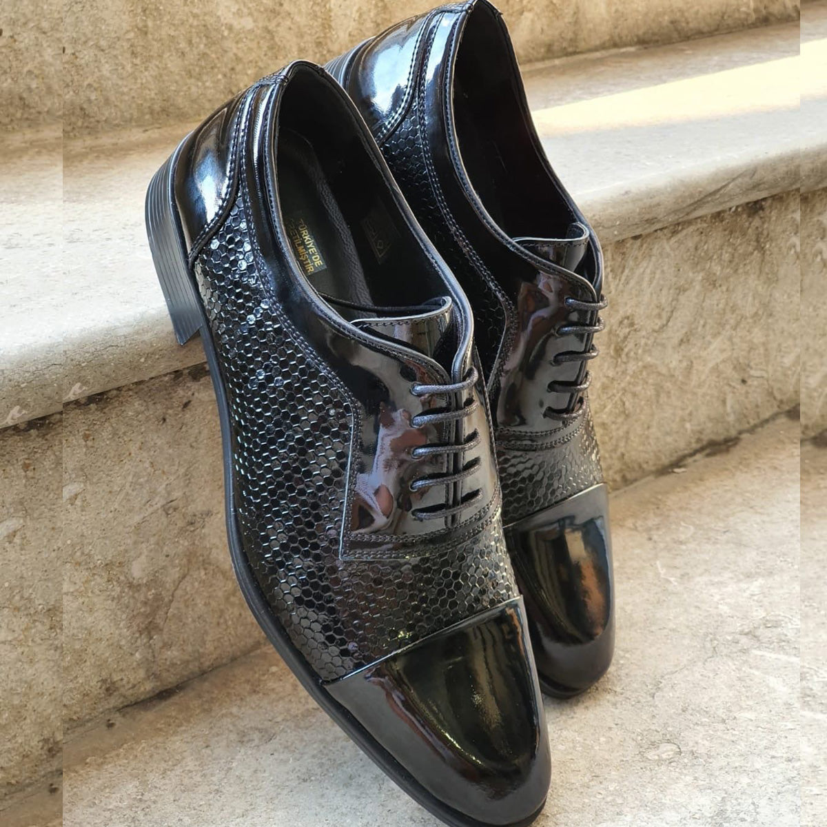 black fish scale men's formal shoes-Zittor