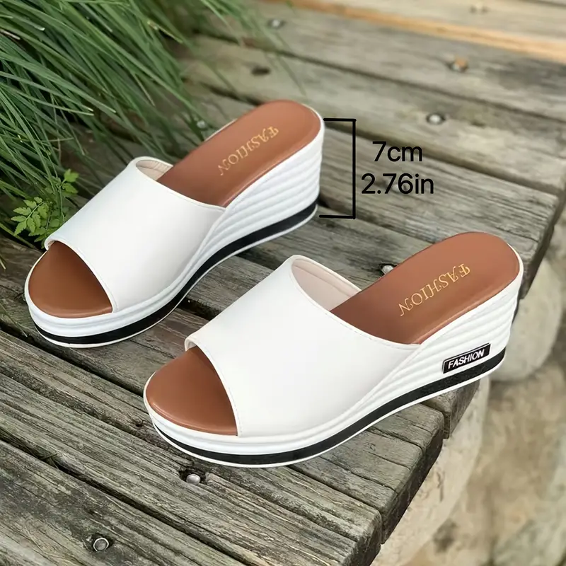 Women s Wedge Slide Sandals Casual Peep Toe Platform Outdoor details 5