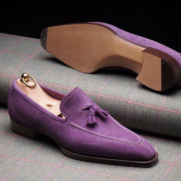 ITALY HANDMADE TASSEL MEN LOAFERS SHOES-Zittor