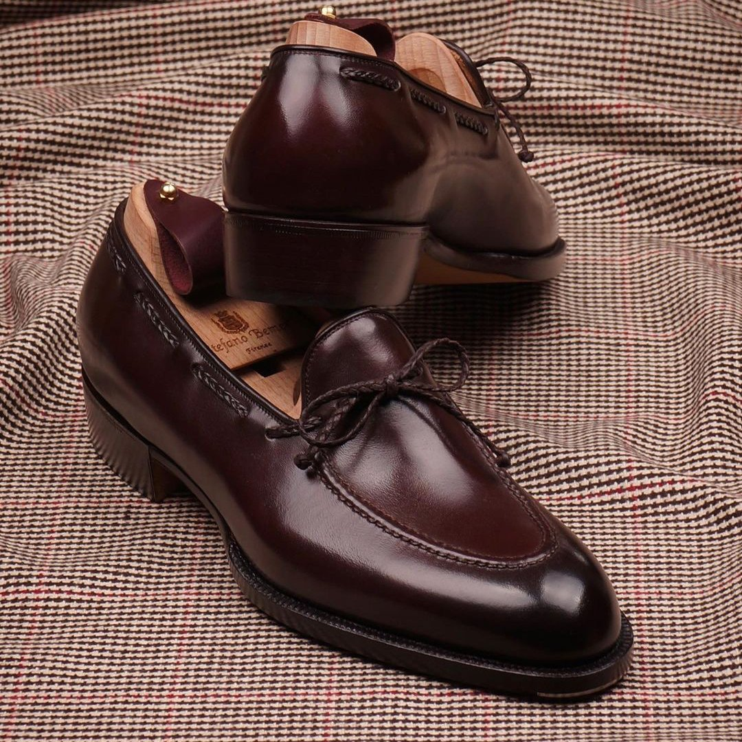 HANDMADE BROWN AND BLACK CLASSIC GENTLEMAN LOAFERS LEATHER SHOES-Zittor