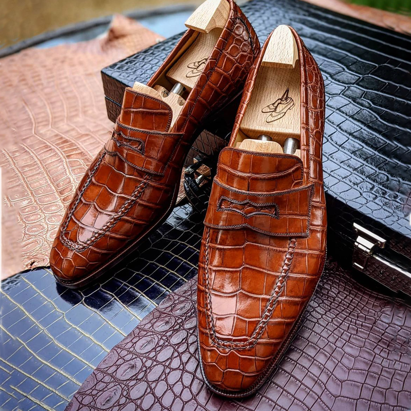 Alligator Pattern Slip On Shoes-Zittor