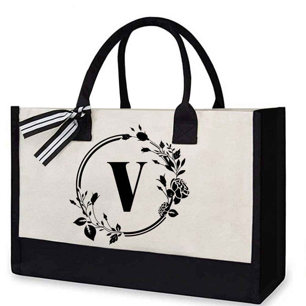 🔥Early Mother's Day Sale 49% OFF🔥Perfect Gift-DIY Letter Canvas Bag Women Hit Color Simple Shoulder Shopping Tote Handbag