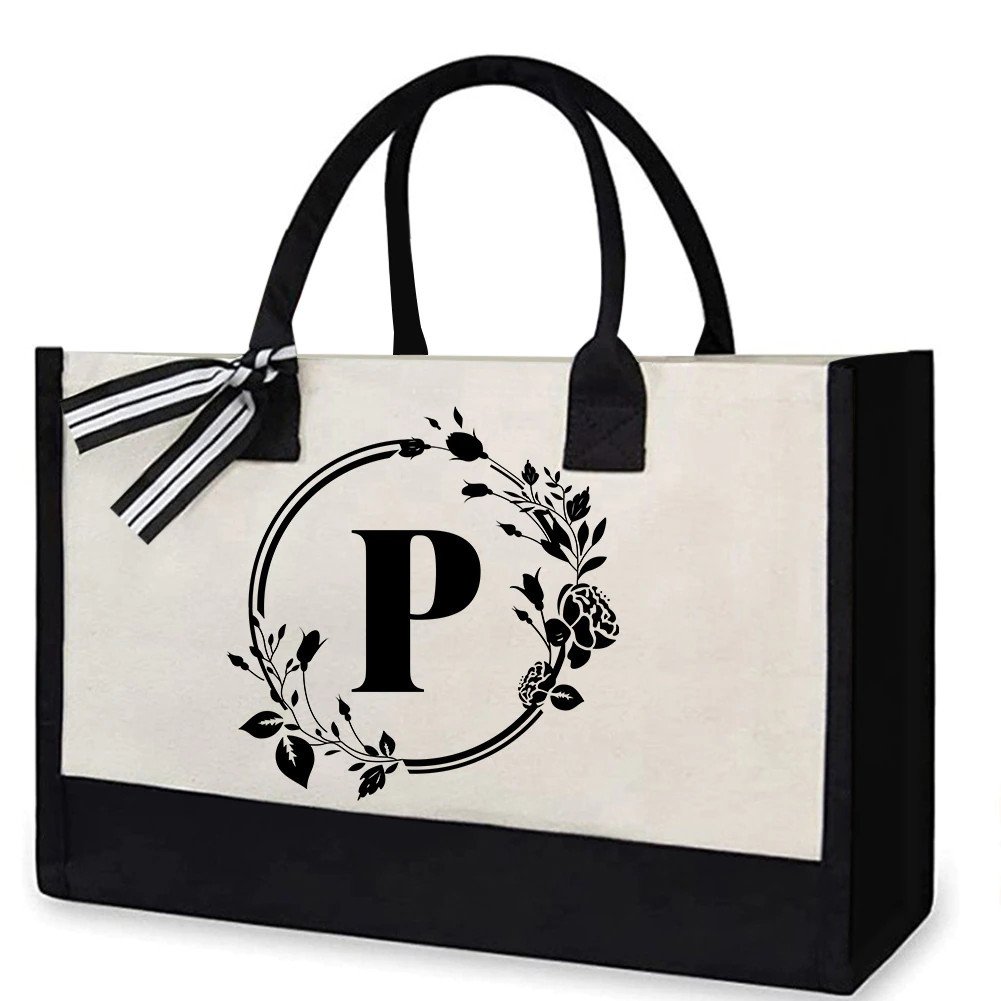 🔥Early Mother's Day Sale 49% OFF🔥Perfect Gift-DIY Letter Canvas Bag Women Hit Color Simple Shoulder Shopping Tote Handbag