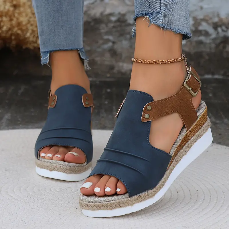 colorblock casual sandals women s ankle buckle strap comfy details 4