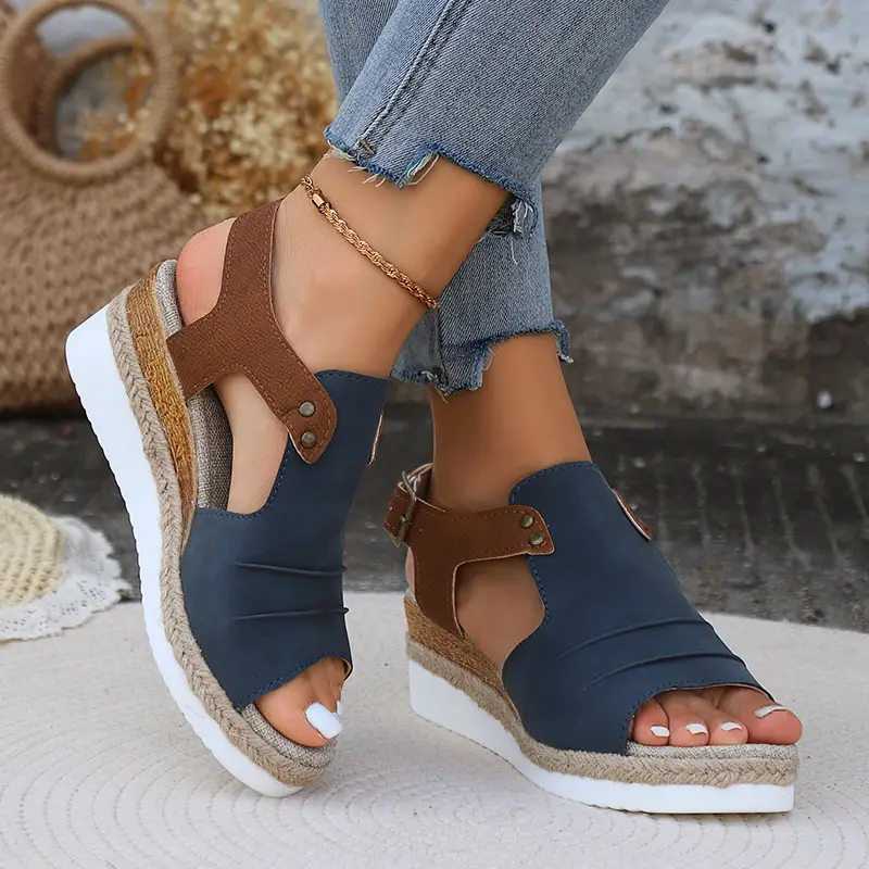 colorblock casual sandals women s ankle buckle strap comfy details 3